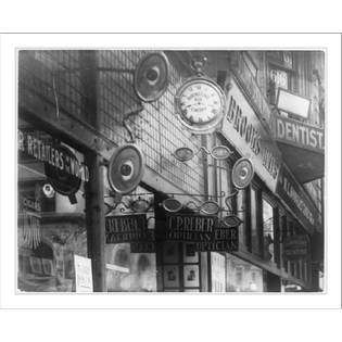 Library Images Historic Print (L) [Clock and eyeglass sign in front 