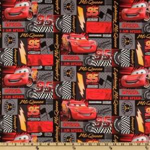  44 Wide McQueen Racing Collage Red/Grey Fabric By The 