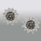 Sterling Silver Marcasite and Clear Cubic Zirconia Sunflower Earring