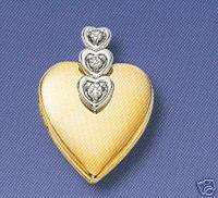 14 kt 3 Stone Diamond Heart Locket by Krementz  