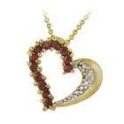   com Glitzy Rocks 18k Gold over Silver Ruby and Diamond Heart Necklace