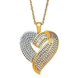  Diamond Heart Pendant Set in 18kt Gold over Sterling Silver  Jewelry 