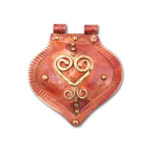  Copper Granulated Heart Spade Pendant Arts, Crafts 