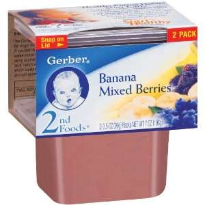 Gerber 2nd Foods Baby Foods Banana Mixed Berries 3.5 Oz   8 Pack 