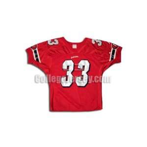  Red No. 33 Game Used Indiana Sports Belle Football Jersey 