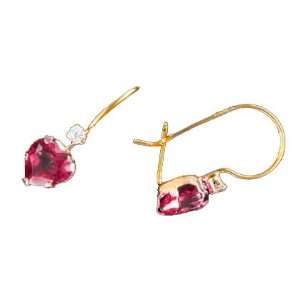    Mystic Rose Topaz Heart 10K Yellow Gold Hook Earrings Jewelry
