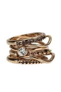 UrbanOutfitters  Stacked Rhinestone Rings   Set of 6