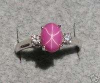 LINDE LINDY STAR RUBY CREATED SAPPHIRE PINK SS RING  