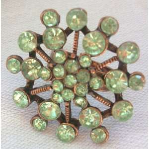   Large Green and Bronze Crystal Stone Fashion Costume Ring Everything