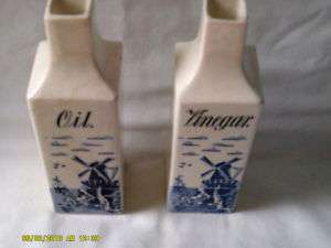 Square Ceramic 8 Tall Oil & Vinegar Bottles used  