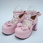 SWEET LOLITA COSplay high heel Waterproof bow Demonia creepers pink 