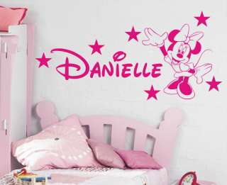 Minnie Mouse Personalised girls bedroom wall sticker kit, loads of 