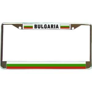   Bulgaria Bulgarian Flag Chrome License Plate Frame Holder Automotive