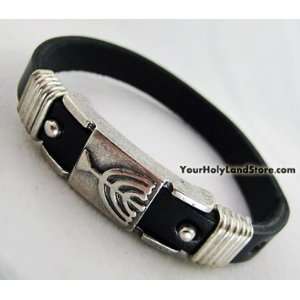 Jewish Menorah Leather Bracelet