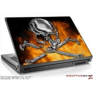  Large Laptop Skin Chrome Skull on Fire Electronics