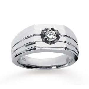  14k White Gold Trendy Prong 1/4 Carat Mens Diamond Ring Jewelry
