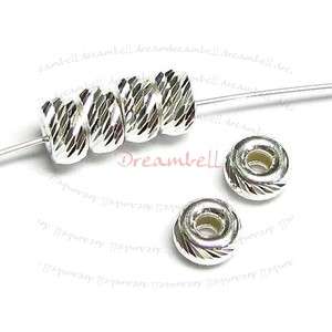 10x Sterling Silver Moon Multi Cut Rondelle Bead Spacer 4mm  