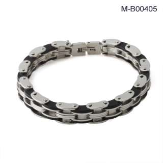 men s stainless steel linked chain or bike chain bracelet features 