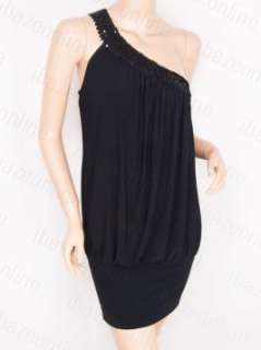 One Shoulder Sequins Party Evening Top Dress S M L XL  