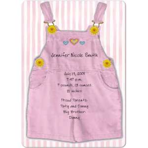 Pink Overalls Magnet Small Birth Announcements Baby