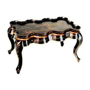  Scalloped Coffee Table in Black Lacquer Furniture & Decor