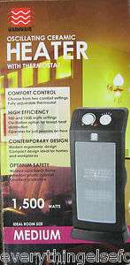   Portable Compact Oscillating Ceramic Space Heater 1500W w/Thermostat