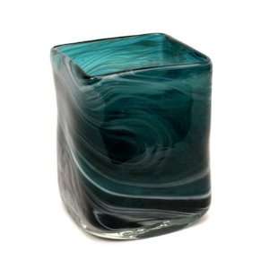   Blown Glass Vase / Candle Holder   Deep Blue Swirl