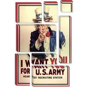 Uncle Sam I want You Vintage PosterJ. M. Flagg Giclee Canvas Art 