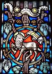 lamb holding a Christian banner is a typical symbol for Agnus Dei.