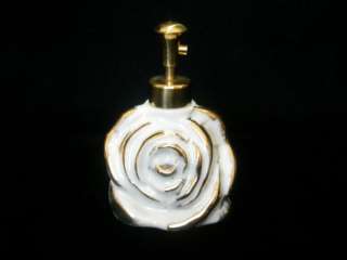 Elegant White & Gold Porcelain Rose Perfume Bottle  