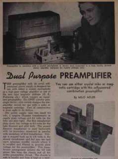 PreAmp Tube powered 1949 HowTo build PLANS Preamplifier  