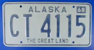 1968 ALASKA COMMERCIAL TRAILER LICENSE PLATE #CT4115  