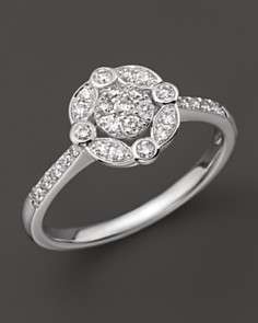 Diamond Vintage Inspired Ring in 14K White Gold, .30 ct. t.w.