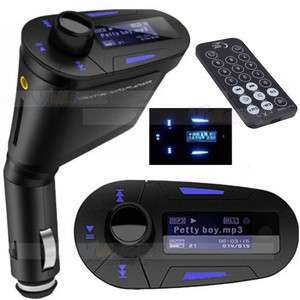 Car  Player LCD Wireless FM Transmitter Modulator Blue Light USB SD 