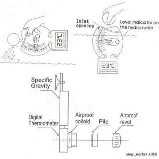 Fish Tank Aquarium 3 in 1 inner Thermometer hydrometer  