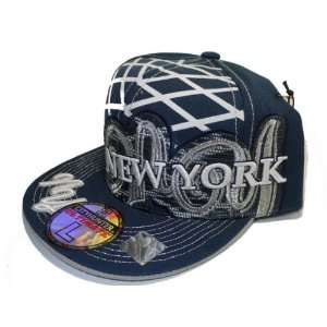 New York Fitted Flat Bill White Plaid Hat  Sports 