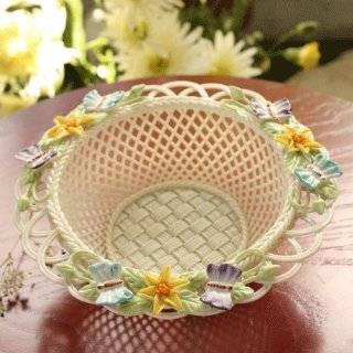 Belleek Irish Porcelain Woven Lily Basket 