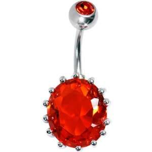  July 13mm Oval Solitaire Birthstone Belly Ring Jewelry