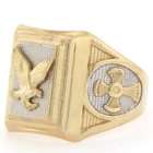   Liquidation 10k Solid Two Tone Gold Eagle Cross Polished Mens Ring