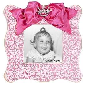    Rosebud Jubilee Picture Frame in Rose with Silver Crown Jewel Baby