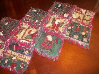Santa Table Runner   Rag Quilt Christmas   Debbie Mumm Fabric  