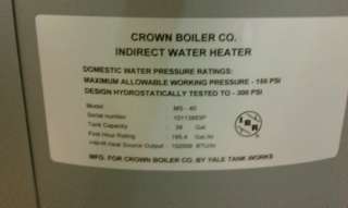 40 Gallon Mega Stor Stainless Steel Indirect Water Heater  