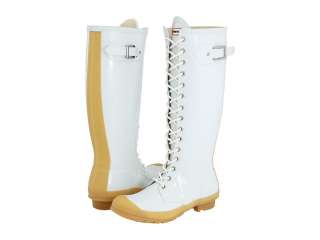 HUNTER Watling WHITE Tall Knee Rain Boots Lace Up Rubber Shoes Womens 