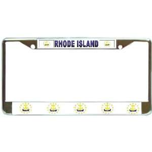  Rhode Island RI State Flag Chrome Metal License Plate 