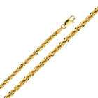 GoldenMine 14K Yellow Gold 3mm Fancy Rope Chain Necklace with Lobster 