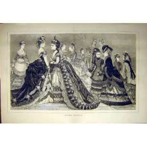  Winter Ladies Fashions Dress Gown Old Print 1871