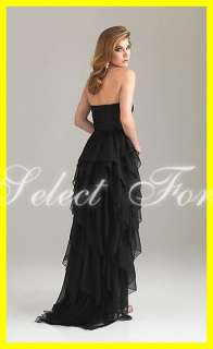 2012 Sweetheart Red Black Chiffon Hi lo Formal Party Evening Long Prom 