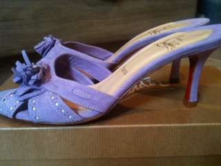 995 Christian Louboutin Suede Lavender Golfinette Sandals US8 EU38 