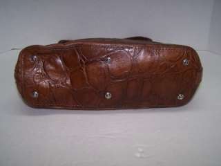 Dooney & Bourke Cognac Brown Leather Crocodile Hobo Tote Shoulder Bag 