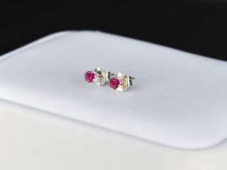 925 Sterling Silver Ladies Brilliant Red Real Ruby Stud Earrings LQQK